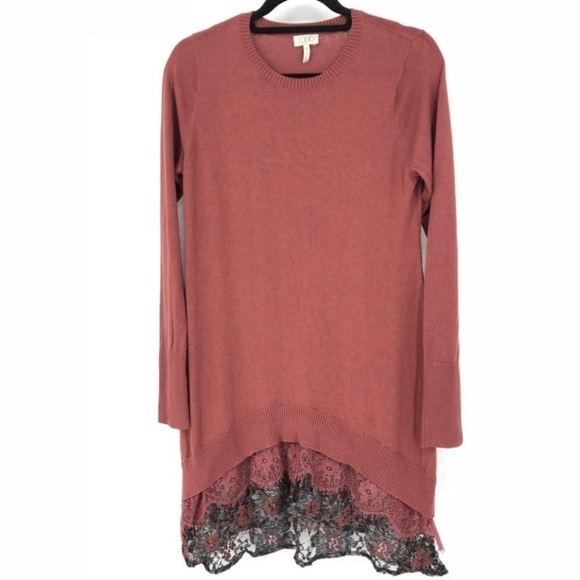 Logo By Lori Goldstein Women's Small S Lace Trim Cashmere Blend Knit Sweater EUC - Picture 1 of 10